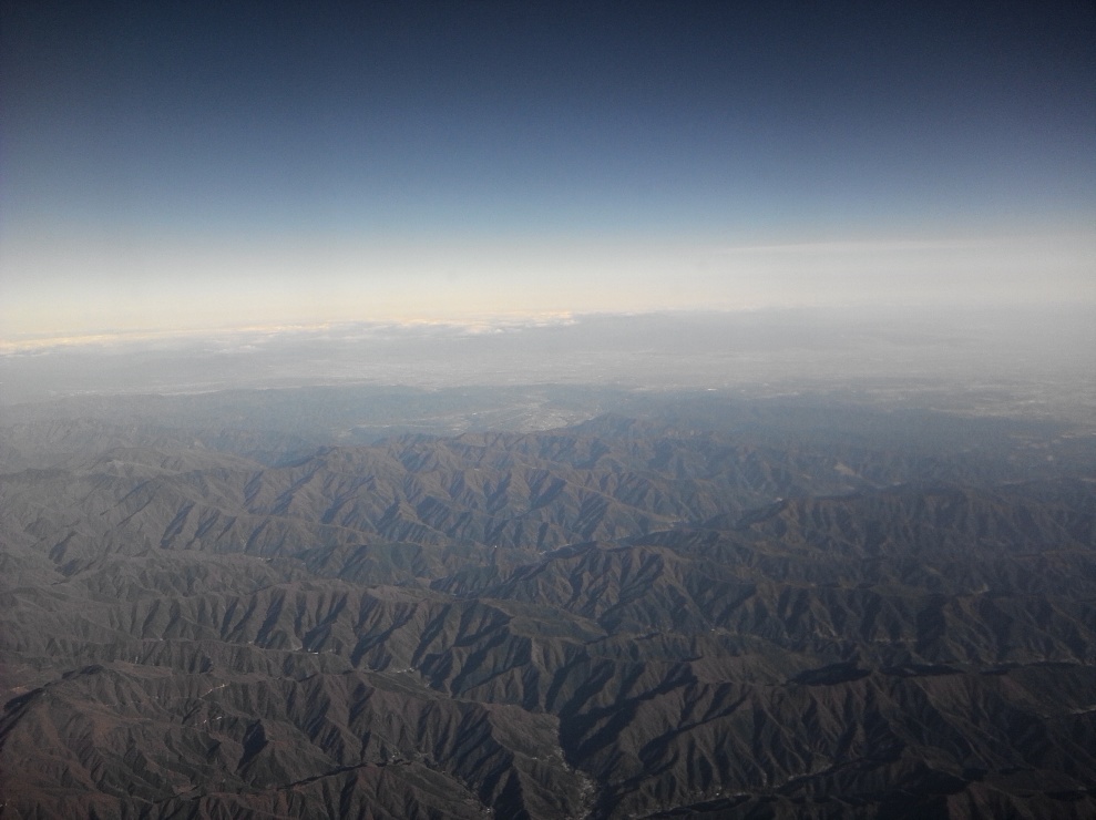 空から日本を見てみよう！(羽田→熊本)山梨上空の航空写真